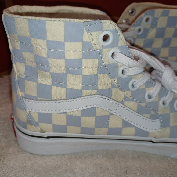 Vans Men's 5.5/Women's 7 Sk8-Hi Tapered Checkerboard Zen Blue/White VN0A4U16XHX - Picture 12 of 12